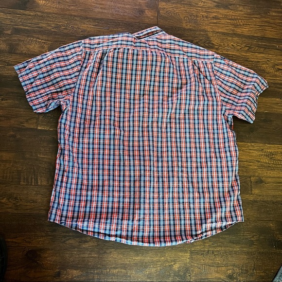 Red, White & Blue Plaid Izod Short Sleeve Shirt Button Down - Picture 3 of 6
